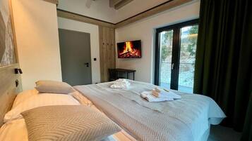 Apartemen Deluks, balkon, pemandangan gunung