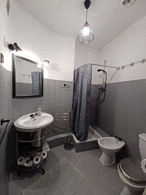 Dusche, Haartrockner, Bidet, Handtücher