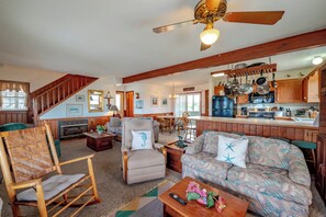 TV, fireplace - JL #296 | East Of Eden - Semi-Oceanfront - Horizon Ocean View - Private Pool (Nags Head)