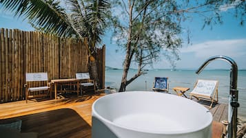 Villa, Balcony, Sea View | Outdoor spa tub
