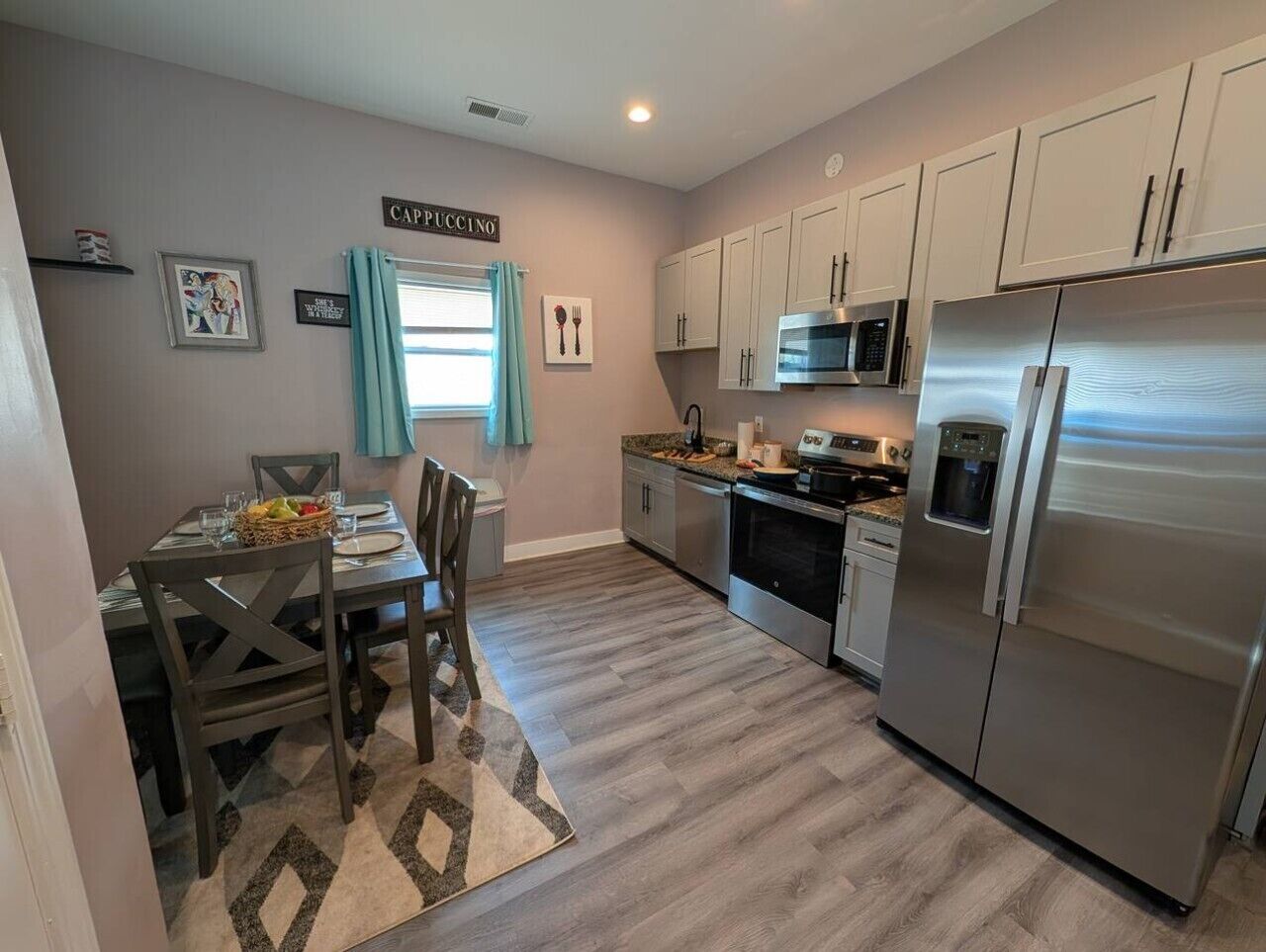 Fridge, microwave, oven, dishwasher