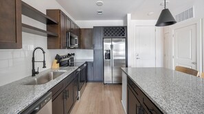 Fridge, dining tables - Landing | Stylish 1BD, Yoga Studio, Gym (Little Rock)