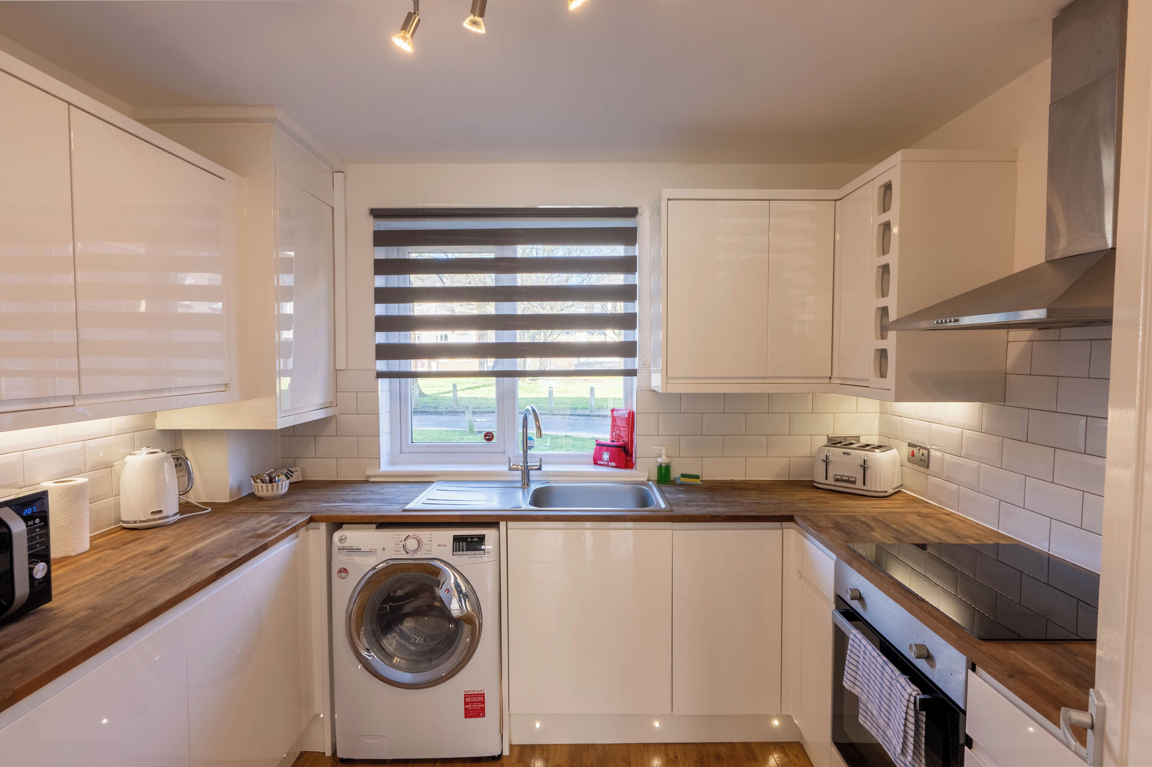 Fridge, microwave, oven, toaster