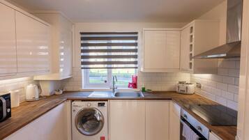 Fridge, microwave, oven, toaster