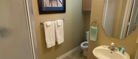 Haartrockner, Handtücher, Seife, Toilettenpapier