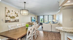 Living area - 2 Bedroom beach/pool view,37ft balcony, boat slip,6 month rental only, May-Oct. (Marco Island)