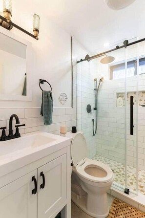 Bathroom - Pocono Basecamp | Hot Tub Chalet + Big Game Room (Tunkhannock Township)