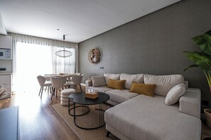 Living area - Luxury 3BR City Center Apartment with Pool, Balcony & Parking, Walk to Beach (Estepona)