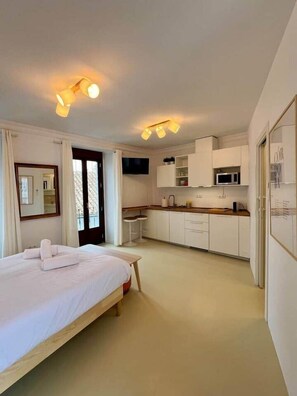 1 slaapkamer, een strijkplank/strijkijzer, wifi, beddengoed