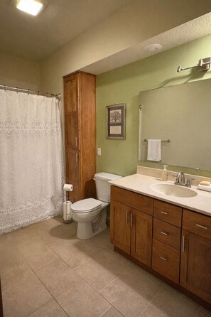 Shower, towels, soap, toilet paper - 5 Bedroom Pet Friendly Home 10 Minutes from Airport Perfect for World Cup. (Platte City)