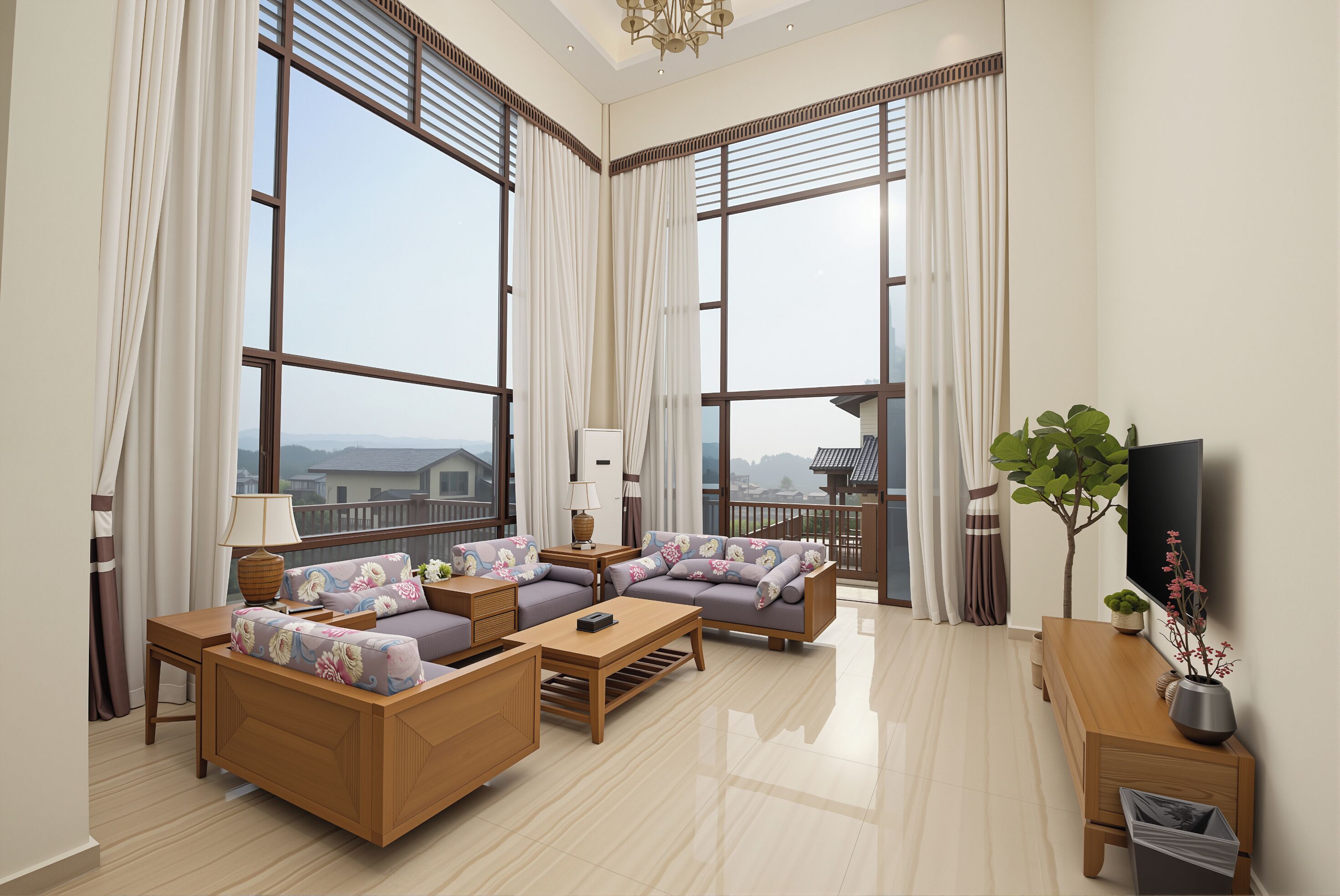 Luxury Villa, Hill View | Living room | Flat-screen TV