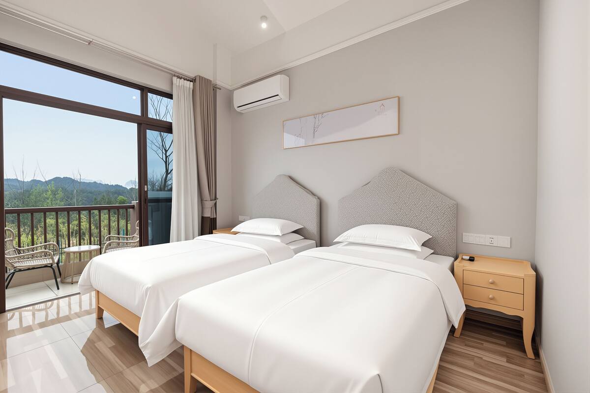 Superior-villa - bakkeudsigt | Premium-sengetøj, senge med madrasser af memory foam, skrivebord