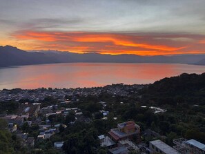 Aerial view - sunrise high above the lake 1 (San Pedro La Laguna)