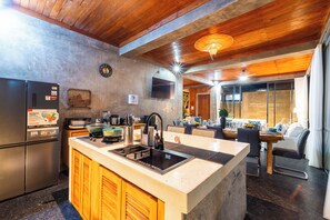 华丽别墅 | 私人厨房 | 高脚椅、厨具/餐具