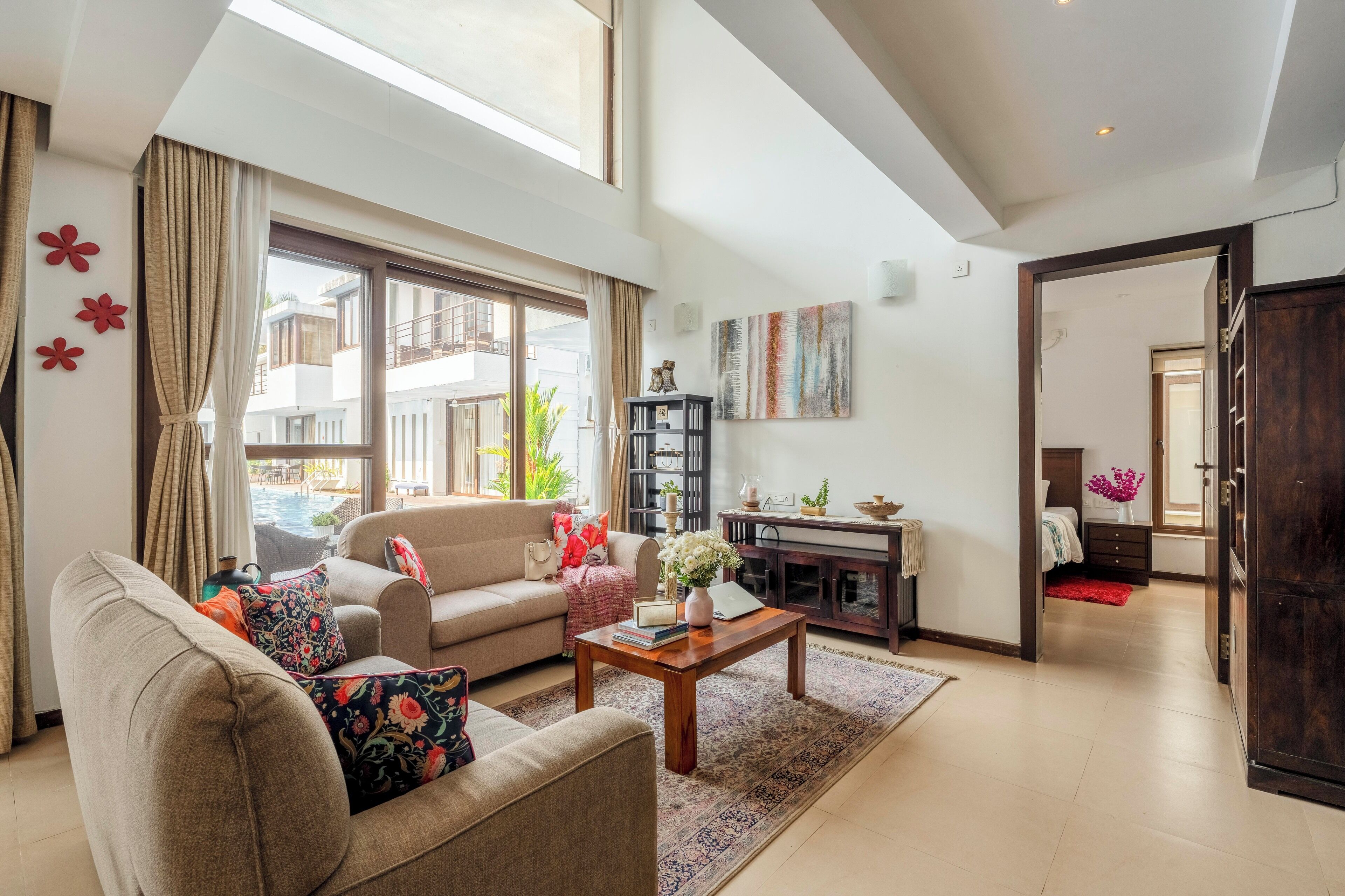 Villa, 3 chambres, vue piscine, en bord de plage | Coin séjour
