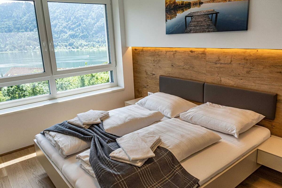 Premium Apartment Ossiachersee - Das Dobratsch 14 I Alpe Maritima | 高級寢具、客房內保險箱、筆電工作空間、熨斗/熨衣板