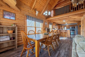 Dining - Cozy cabin with mountain views, game room, fire pit, soaking tub, and bright gathering spaces (Christiansburg)
