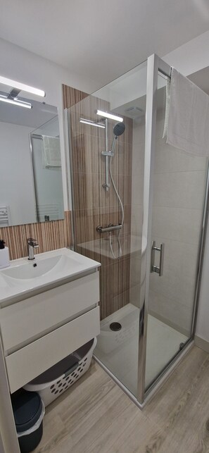 Shower, eco-friendly toiletries, hair dryer, soap - Appartement "1" Villa Cây Tre Classé 2* (Rochefort)