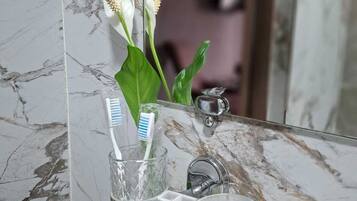 Standard Double Room, City View | Bathroom | Hair dryer, slippers, towels, soap