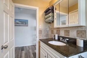 Bathroom - Coastal Gem - Charming 3BR Home, Steps to Beach! (Warwick)