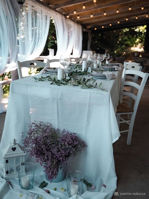 Outdoor banquet area