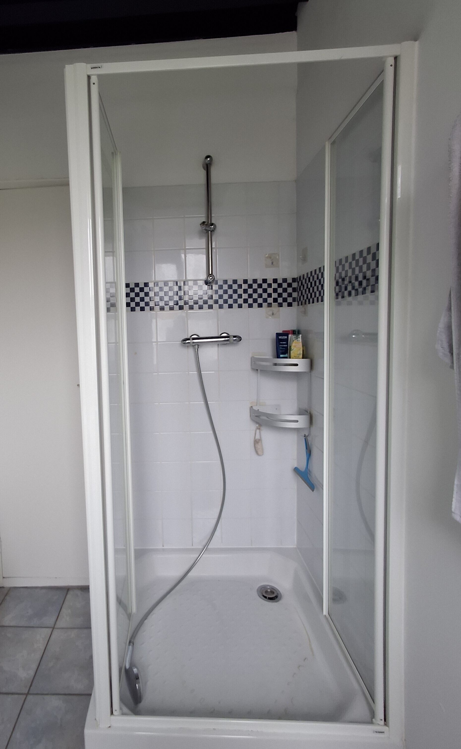Douche, sèche-cheveux, savon, papier toilette