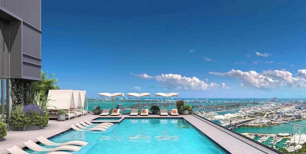 Pool - City‑View 1BR  | Modern & Refined (Miami)