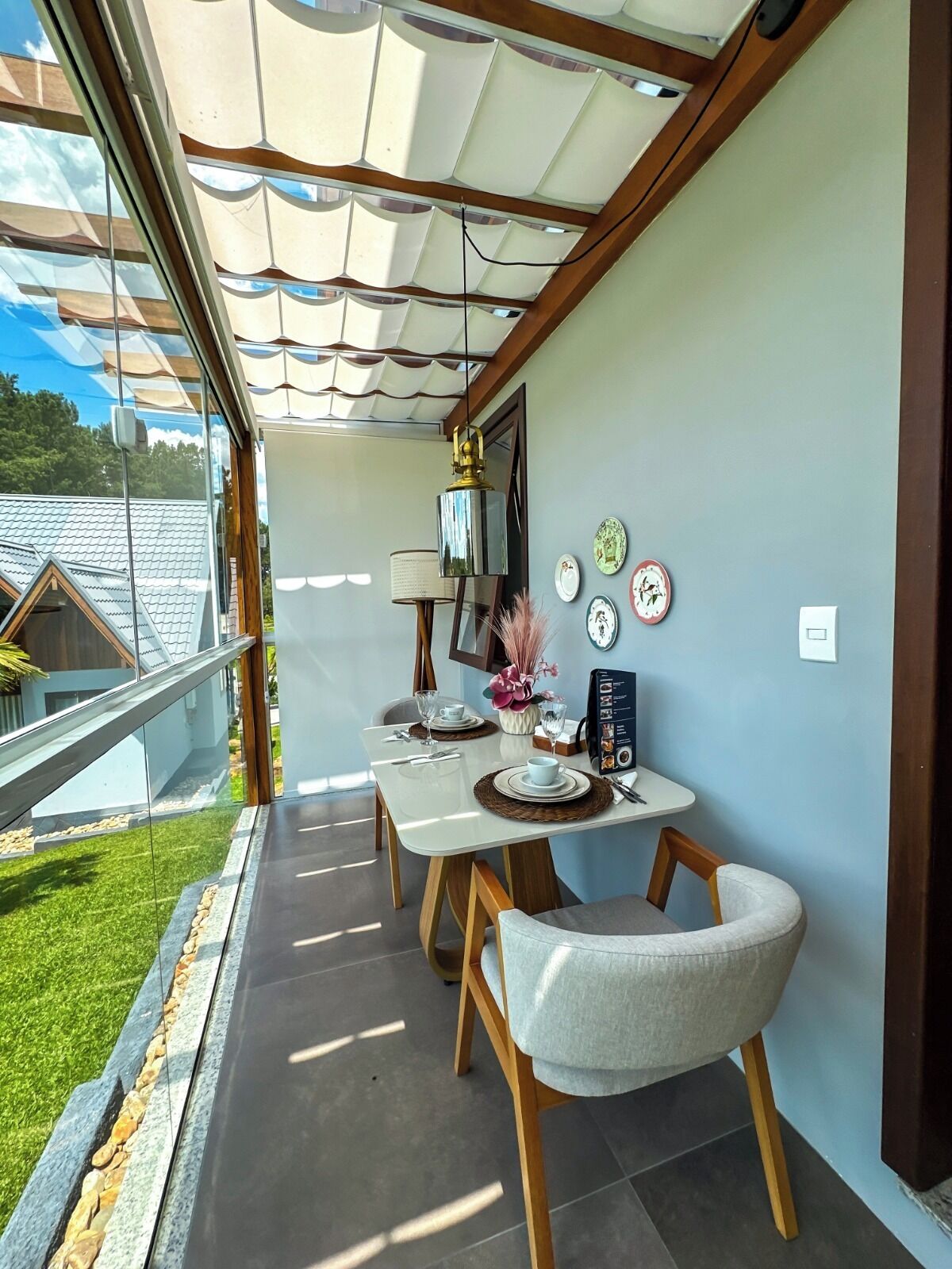 Deluxe chalet, uitzicht op meer | Buiten dineren