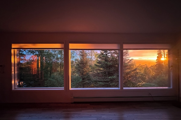 June's Midnight Sun through light-filtering custom shades.