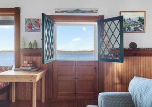 TV, fireplace - Ledgelawn – Stunning Waterfront Views! (Deer Isle)