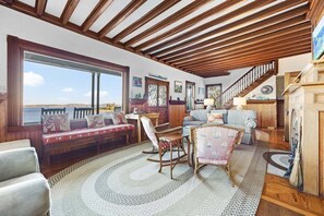 TV, fireplace - Ledgelawn – Stunning Waterfront Views! (Deer Isle)