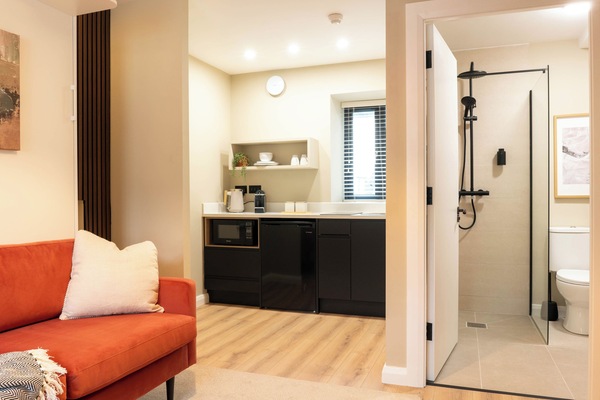 Clean, modern studio with all you need for your stay.