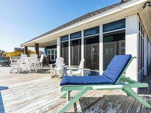 Terrace/patio - Coastal Retreat – Walk to the Beach + Ocean Views! Nauti Time! (Bolivar Peninsula)