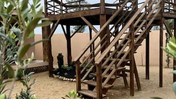 Comfort-Ferienhütte, 1 Schlafzimmer, Bergblick | Terrasse/Patio