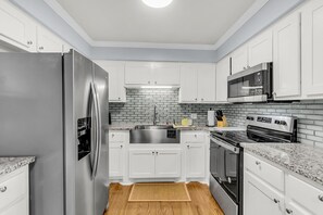 Fridge, microwave, dining tables