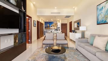 55-inch flat-screen TV with cable channels, Netflix, table tennis