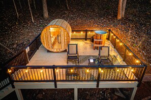 Terrace/patio - Ultimate 7BR Getaway. Sleep 20.Pickleball, Golf Sim, Arcade, Theatre, Sauna, Spa (Candler)