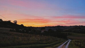 A rural landscape with a dirt road leading through fields and hills. - Casale Milleluci - apartment with a view of the hills 10 min from the sea (SENIGALLIA)