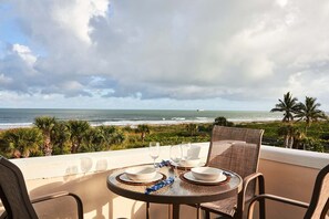 Outdoor dining - Direct Oceanfront Condo W/ Private Balcony, Heated Pool & Hot Tub! ☀️ (Cape Canaveral)