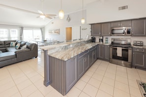 Fridge, microwave, oven, stovetop - Paws and Relax - 5 BR, Pool, Dog-Friendly (Virginia Beach)