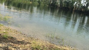 Une rivière paisible, bordée d’un rivage rocheux et dont l’arrière-plan est constitué d’une végétation luxuriante.