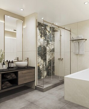 Kahden hengen deluxe-huone (yksi tai kaksi sänkyä) | Kylpyhuone