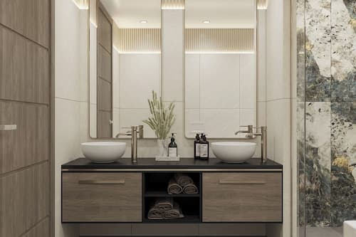 Deluxe kamer, 1 twee- of 2 eenpersoonsbedden | Badkamer | Gratis toiletartikelen, een haardroger, pantoffels, handdoeken