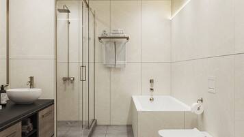 Deluxe kamer, 1 twee- of 2 eenpersoonsbedden | Badkamer