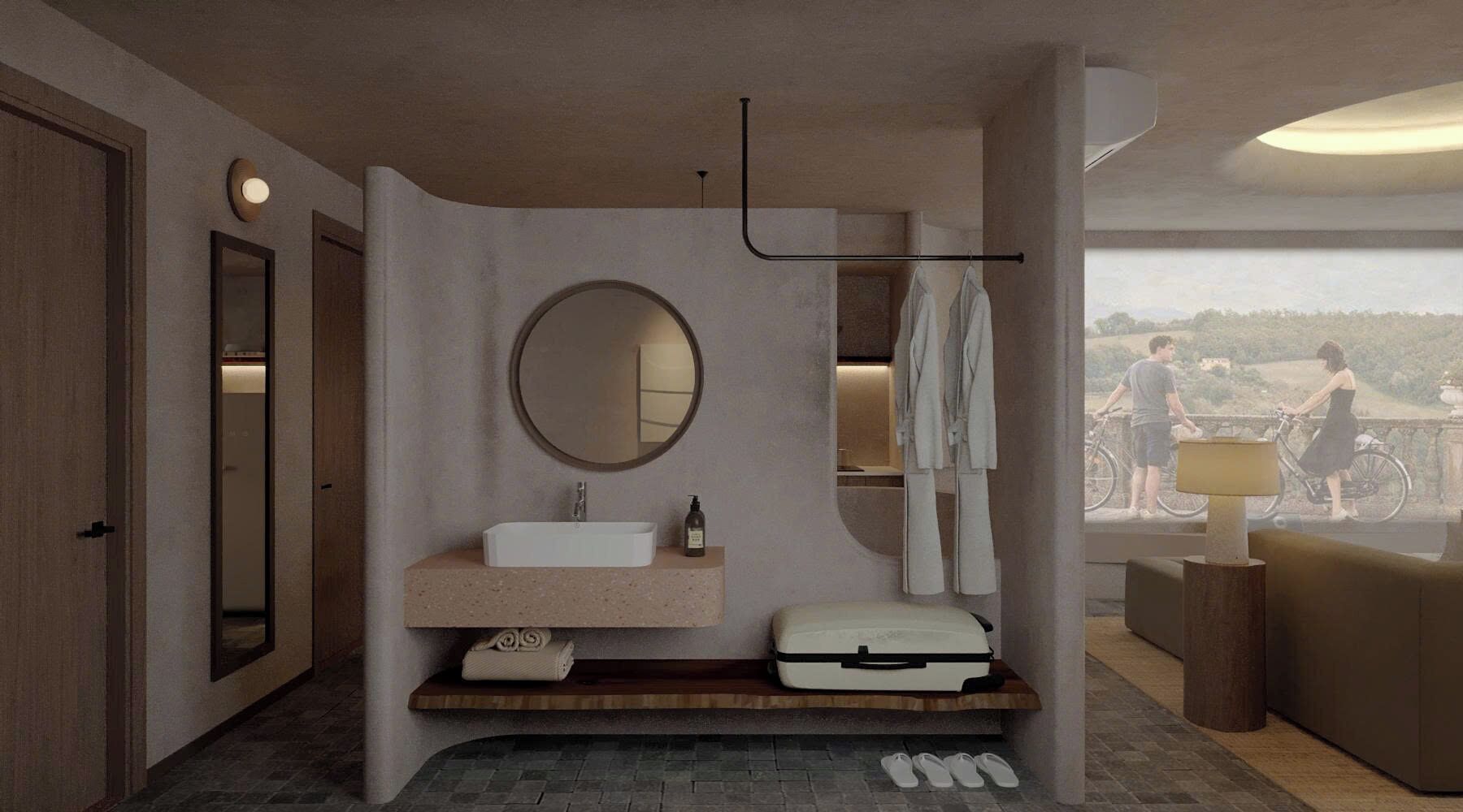 Habitación individual de diseño, 1 cama de matrimonio grande, vistas a la ciudad | Caja fuerte, escritorio, espacio para trabajar con un portátil