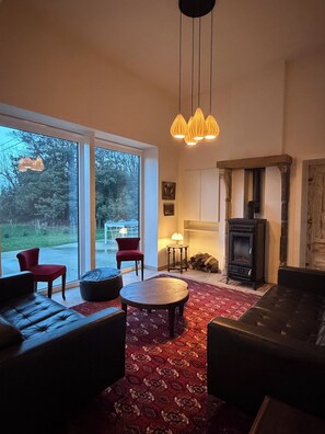 TV, fireplace - La Cure de Rièzes, Chimay, newly renovated cottage for 12 with sauna (Chimay)