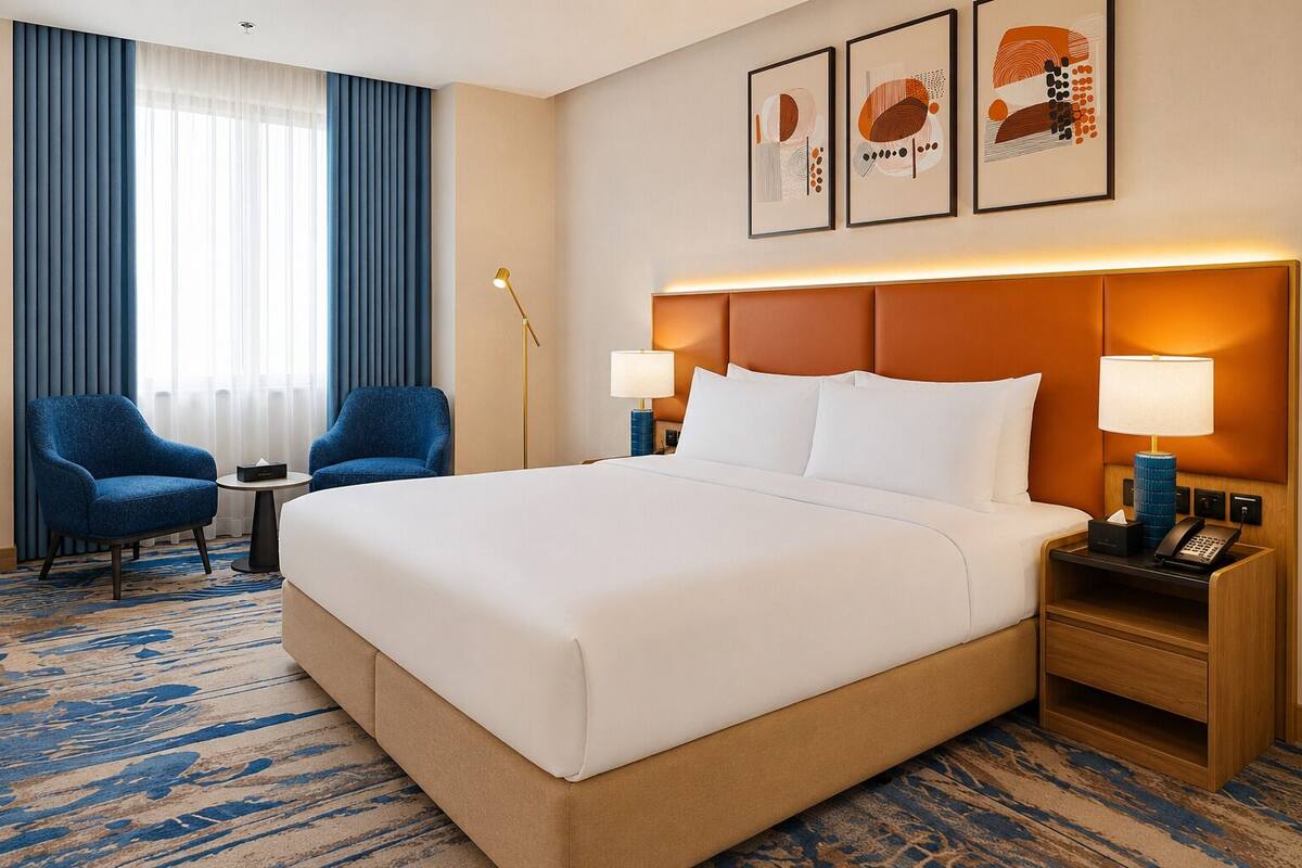 Premium bedding, pillow-top beds, in-room safe, laptop workspace
