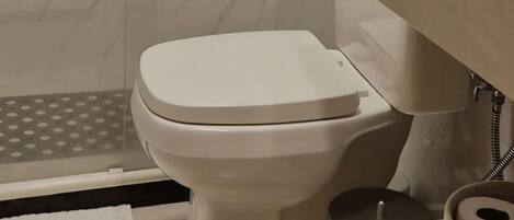 Dusche, Handtücher, Seife, Toilettenpapier