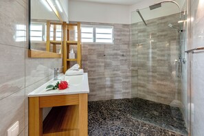 Hair dryer, towels, soap, toilet paper - Villa du Cap exceptional 180° sea view, jacuzzi and private beach access (Sainte-Anne)