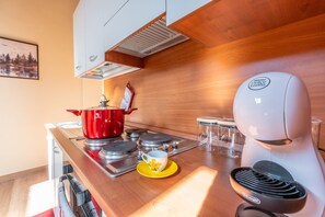 Appartement, 1 kingsize bed met slaapbank, uitzicht op de stad | Privékeuken